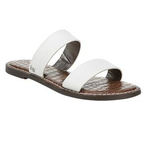 Sam Edelman Gala Bright White Leather Mule Flat Slip On Two Piece Slide Sandal